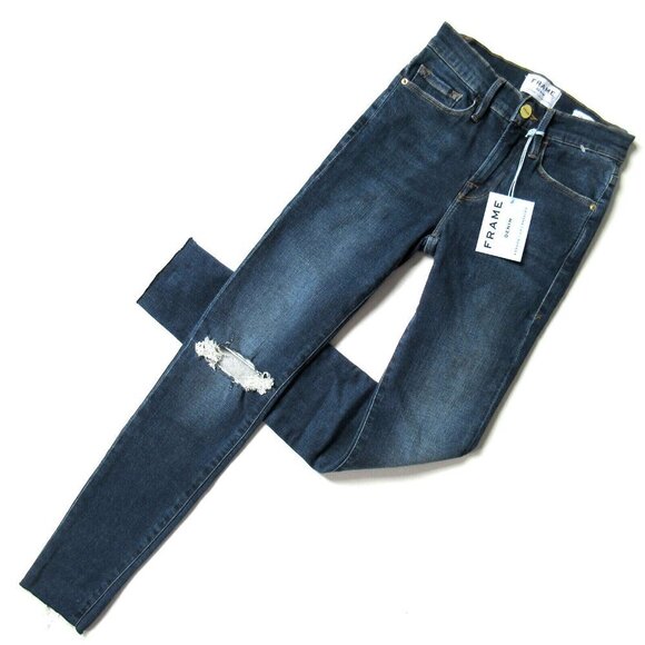 NWT FRAME Le Skinny de Jeanne in Jolie Destroyed Knee Stretch Jeans 25 $245 - Picture 1 of 7